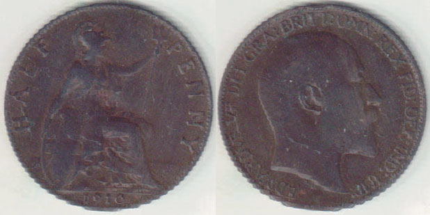1910 Great Britain Half Penny A008474